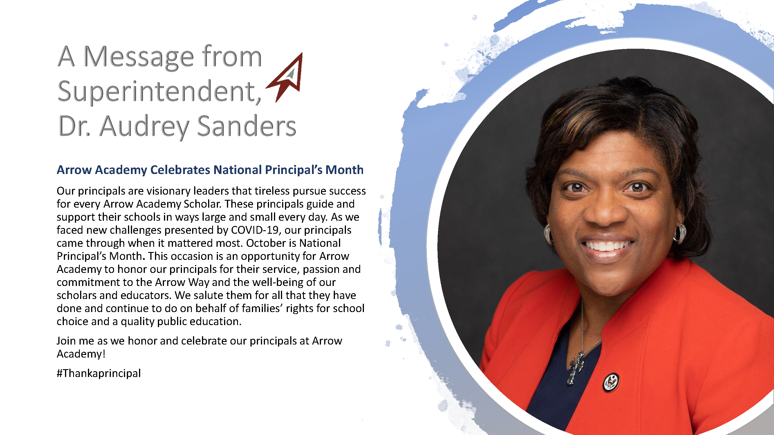 Message from Dr. Sanders for National Principals Month